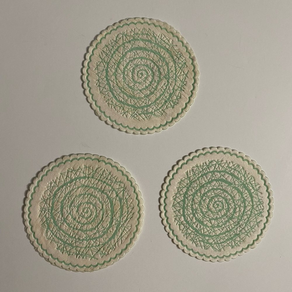 Barware Abstract Swirl design Paper Coasters Set 50s, Unused